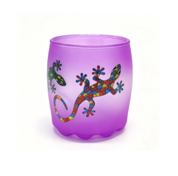 Verre à shot personnalisable en forme de baril, givré, avec base ondulée, motif animalier peint par pulvérisation et décalcomanie, souvenir