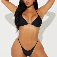 Mini robe de couverture sexy personnalisée en résille à manches longues haut de bikini triangle avec bretelles latérales bonnets amovibles ensemble de bikini 3 pièces