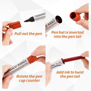 Nouveau style, vente chaude, logo personnalisé accepté, stylo marqueur permanent non effaçable en encre noire, rouge, bleue - Product Image 2