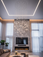 Lustre moderne en forme de goutte de pluie, LED, noir + or, abat-jour en cristal, hauteur réglable, minimaliste, haute luminosité Ra95
