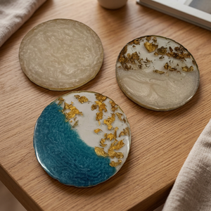 Sous-verres en résine scintillante faits à la main, dessous de verre époxy brillants pour la table à manger, le bar, la décoration intérieure, vente en gros, napperons de table en vrac - Product Image 1