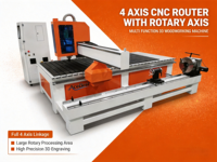 Machine de gravure CNC à quatre axes 1325 avec système de contrôle DSP, broche simple multifonctionnelle, moteur de broche 6KW, boîte de vitesses et roulement