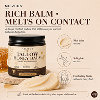 Baume au suif et au miel MEIZCOS 120g, hydratant visage et corps avec miel, squalane et céramide NP pour peaux sèches et rugueuses, soin quotidien apaisant