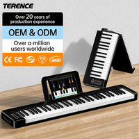 Portable 61-Key Foldable Electronic Digital Music Piano Keyboard USB C 3.5mm Headphone Jack 128 Rhythms 20 Demo Songs for