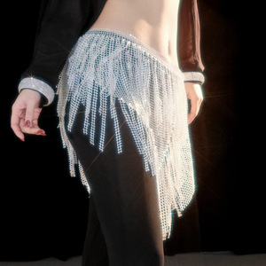 Cinturón de Danza del Vientre para Mujer, con Borlas Triangulares, Pañuelo de Cadera, Cadena de Cintura con Diamantes Completos para Práctica de Danza Oriental - Product Image 6