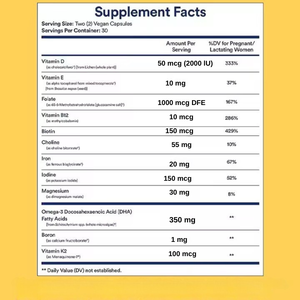 OEM Folic Acid và <span class=keywords><strong>Choline</strong></span> viên nang được sử dụng để hỗ trợ ống thần kinh trong quá trình sinh vitamin và omega-3 DHA sắt, và canxi. - Product Image 4