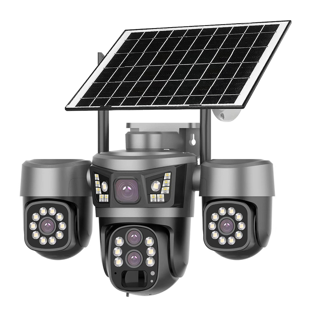 Wholesale 4G Network Solar Battery Powered Wireless PTZ Camera 3 Lens Outdoor V380 Pro CCTV Security 4G Sim Card AI Camera