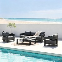 Ensemble de canapés de jardin d'extérieur avec structure en aluminium, tissu imperméable, design durable, portable pour hôtels et villas, prêt pour la salle de sport