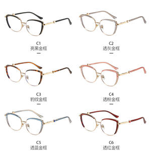 Gafas de mujer anti luz azul de gran venta transfronterizas, montura redonda TR90 de tamaño mediano con bisagras de resorte para uso diario - Product Image 4