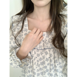 Pigiama da Donna Autunno 2025 Stile Tagliato con Collo Quadrato, Maniche Lunghe, Lunghezza Intera in Tessuto Intrecciato di MORNING - Product Image 2