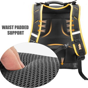 Waterproof Tool Backpack Hard Bottom Tool Pouch Heavy Duty Tool Bag Multiple Pockets <b>Laptop</b> Sleeve Adjustable Strap Zipper - Product Image 3