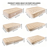 Matelas Gonflable à Pompe Intégrée à Gonflage Rapide en 60s, Lit Gonflable à Colonnes d'Air en Nid d'Abeille, Lit Gonflable en PVC Floqué pour le Camping - Vente Chaude