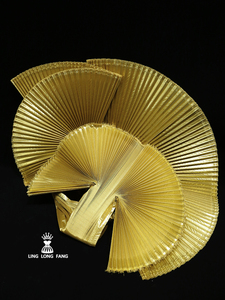 Tela Metálica con Pliegues de Acordeón, Diseño Decorativo Dorado para Bodas, Textura Ancha, Tela de Organza de Diseño para Fondo - Product Image 2