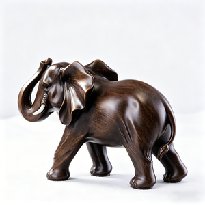 Escultura de <span class=keywords><strong>Elefante</strong></span> Marrón Oscuro, Adorno Realista con Efecto de Resina para Decoración de Sala de Estar y Oficina - Product Image 4