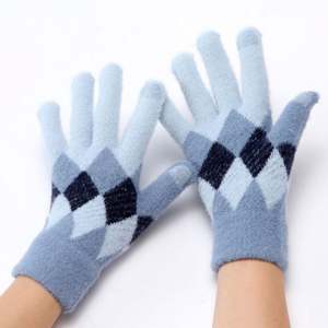 Gants en peluche Hebei mignons pour femmes, chauds pour l'hiver, avec fil épais brodé, pour l'extérieur, pour la conduite, compatibles avec les écrans tactiles, en tricot - Product Image 5