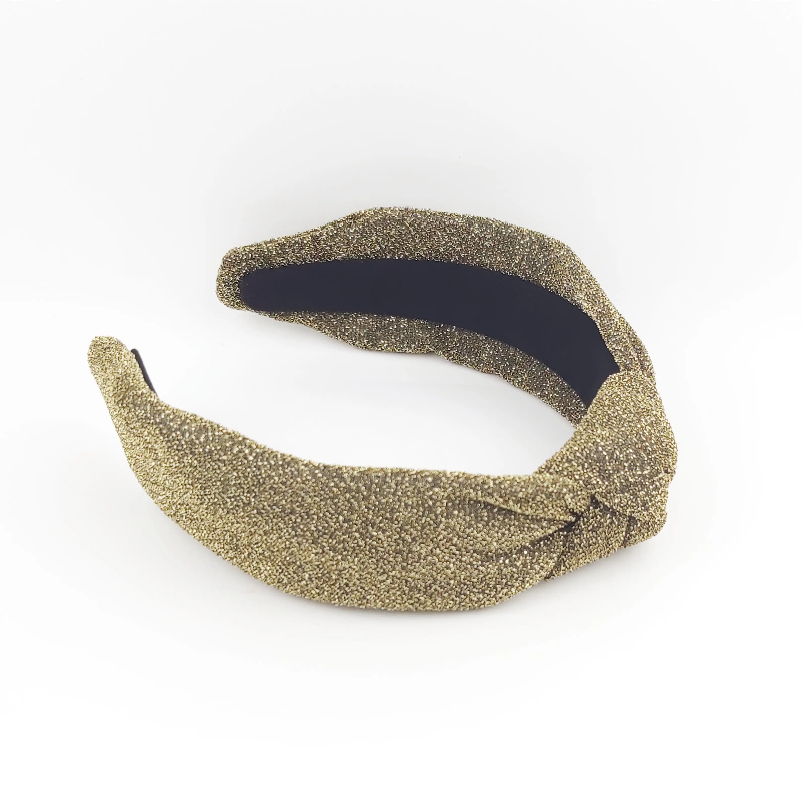 Custom gold bling headband top knotted cute headband for women sparkle glitter headband office lady shining hairbands