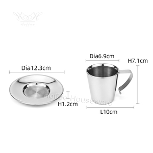 Vaso de chupito Espresso de acero inoxidable 304, espejo de doble pared, tazas de <span class=keywords><strong>capuchino</strong></span>, herramientas de té y café, taza de café con juego de platos - Product Image 2