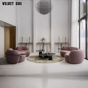 Nouveauté Canapé incurvé en forme <span class=keywords><strong>de</strong></span> pois haut <span class=keywords><strong>de</strong></span> gamme - Canapé chic en peau <span class=keywords><strong>de</strong></span> mouton pelucheux pour les intérieurs <span class=keywords><strong>de</strong></span> salon élégants - Product Image 5
