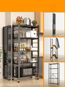 Premium Faltbares Aufbewahrungsregal aus Kohlenstoffstahl 71cm - Massivholzplatte Mehrschichtig CA009 Organizer mit Feststellbaren Rollen - Große Kapazität - Product Image 5