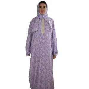 Gaun ukuran besar 9874 untuk wanita gaun wanita timur tengah syal tradisional Muslim satu jubah doa gaun cetak modis