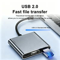 Convertidor de Video 3 en 1 4K 240Hz 100W PD USB 2.0 Tipo-C a DP 1.4, Hub USB para Laptop, Teléfono, Tablet, Hogar y Oficina