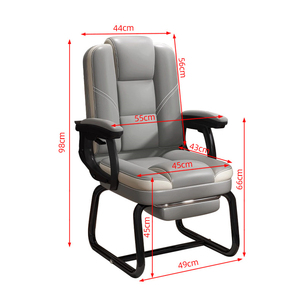 Chaise de bureau ergonomique moderne en cuir PU, réglable en hauteur, avec accoudoirs fixes et dossier inclinable en mousse – Vente en gros directe usine - Product Image 2