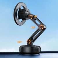 Support Téléphone Voiture Magnétique OEM ODM en Alliage de Zinc à Bras Extensible 3 Volets, Rotation à 360°, Nano Gel à Ventouse pour Tableau de Bord - Meilleure Vente Mondiale