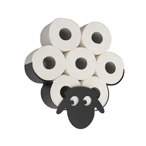 Porte-<span class=keywords><strong>papier</strong></span> hygiénique en fer noir au design moderne avec rouleau de serviettes décoratif et <span class=keywords><strong>support</strong></span> de rangement avec décor amusant de salle de bain en forme de <span class=keywords><strong>mouton</strong></span> - Product Image 3