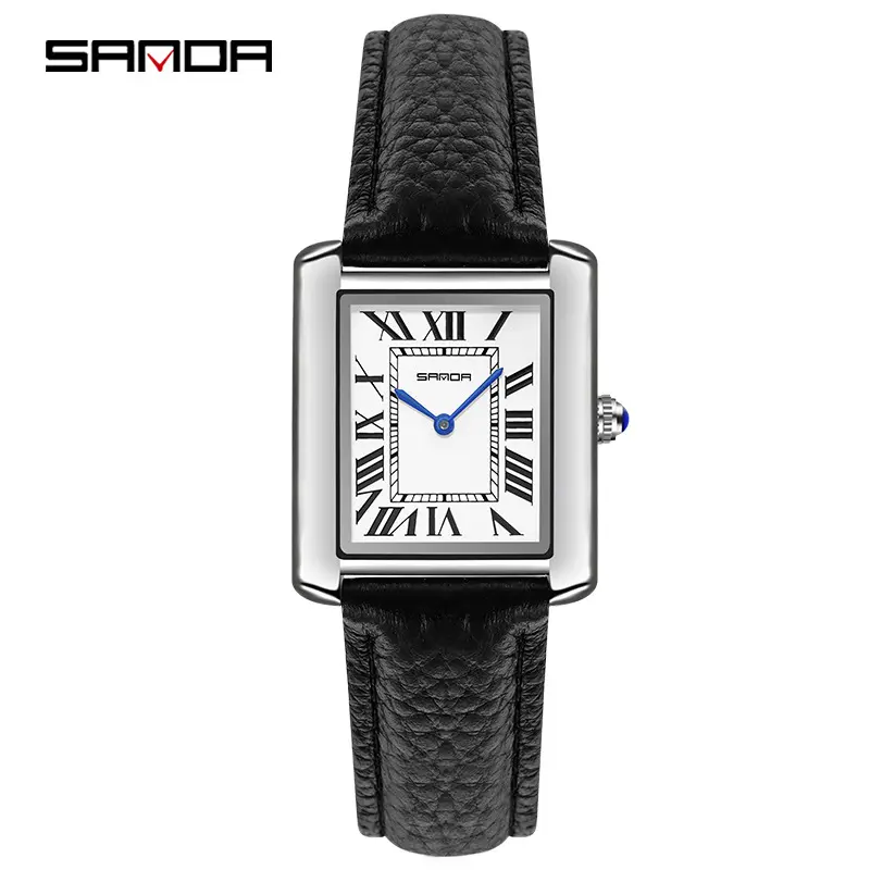 Nuevo OEM/ODM SANDA 1108M/9031L Classic Roman Scale Pareja Reloj de cuarzo Correa genuina Reloj de cuarzo para hombres y mujeres