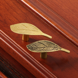 Gagang Pintu Kuningan Motif Daun Vintage, Gagang Kabinet, Pengait Dekorasi Rumah - Product Image 5