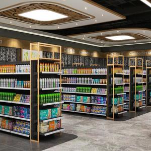Soporte de exhibición de un solo lado resistente para supermercado Estante de exhibición de venta al por menor de madera y metal para góndola de rayonaje de té chino - Product Image 3