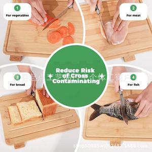 Bamboo Cutting Board 36cm Anti Slip With Stand For Kitchen Use Rectangle Shape Solid <b>Wood</b> Chopping <b>Block</b> - Product Image 2