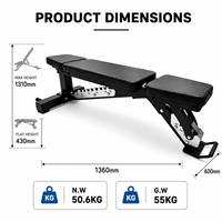 Banc de musculation pliable et réglable, capacité 1500 lb, acier robuste, banc plat inclinable pour l'entraînement musculaire