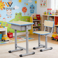 Ensemble de bureau et chaise individuels ergonomiques modernes et réglables en plastique, confortables pour l'école, la salle de classe, l'étude, la maison et le bureau