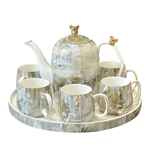 Luxury Ceramic Eco-Friendly Porcelain High-End Vintage Coffee & Tea <b>Cups</b> & <b>Saucers</b> Set Household Gift Wholesale - Product Image 1