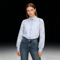 Chemisier Femme Chic et Confortable en Tissu Brodé Creux Élastique à Manches Longues Motifs Plantes et Fleurs Nouvelle Collection Printemps 2026 Vente en Gros