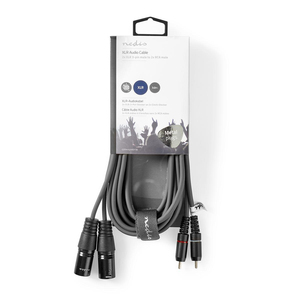 Cable de audio XLR 2x macho a 3 pines XLR 2x macho RCA 3m gris - Product Image 3