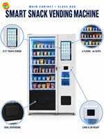 Distributeur automatique de snacks commercial 6 étages 66 compartiments Porte vitrée intégrale Prêt pour paiement par carte et QR pour Salle de sport Hôtel Centre commercial