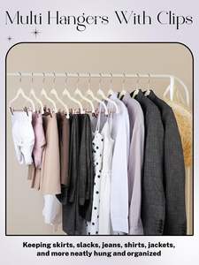 Cintres en velours antidérapants pour jupes et pantalons avec pinces or rose, cintres fins avec pinces pour jeans - Product Image 2