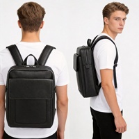 Sac à dos pour ordinateur portable en cuir reconstitué de haute qualité, vente directe d'usine, nouveau modèle, luxe discret, pour hommes d'affaires et voyageurs