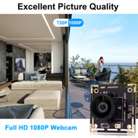 Módulo de Cámara USB Gran Angular Sin Distorsión ELP, Cámara Web con Controlador Gratuito, Cámara Web Full HD 1080p con Micrófono