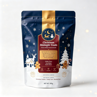Sachet d'emballage refermable à fermeture éclair, résistant à l'humidité, à thème de Noël, pour noix, chocolats, biscuits, cadeaux et bonbons