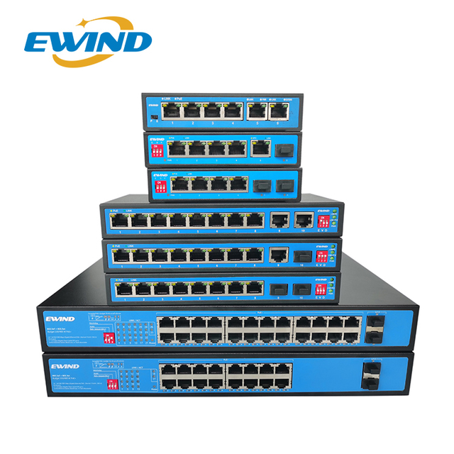 OEM/ODM PoE Switch 4 8 16 24 Ports Unmanaged 100M & Gigabit48V Ethernet Poe IEEE802.3af/at Suitable CCTV,NVR