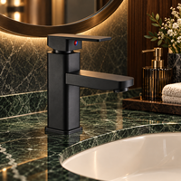 Robinet de lavabo moderne à poignée unique, chromé, en céramique et acier inoxydable 304, pour hôtel et appartement