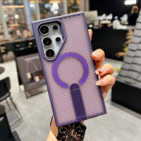 Étui de protection magnétique avec support et ventilation en maille pour dissipation thermique pour Samsung A16 A17 F17 A55 A35 A25 A15 A14 A05S
