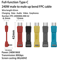 Câble USB4 Type C vers Type C de conception la plus récente, forme incurvée latérale, 8K 240W, 80 Gbps de données, charge, câble court FPC pour téléphone, banque d'alimentation