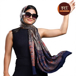 Hand Embroidered Ajrak Scarf Shawl Cotton Floral Pattern Unisex Daily Wear <b>Wrap</b> - Product Image 4