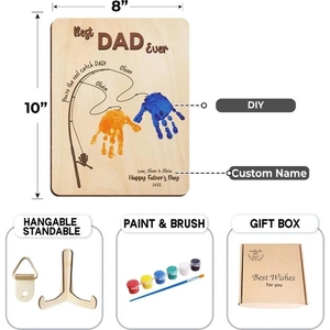 Targa <span class=keywords><strong>in</strong></span> <span class=keywords><strong>Legno</strong></span> Art Déco 'Miglior Papà di Sempre' 8x6 Pollici, Personalizzabile con Impronte e <span class=keywords><strong>Nomi</strong></span>, Regalo Unico per la Festa del Papà, Preziona Momenti Dolci Eterni - Product Image 2