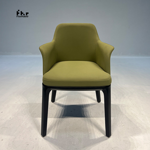 Sillón de Comedor Tapizado Contemporáneo con Estructura de Madera Maciza Negra y Verde Oliva para Uso Comercial en Hoteles y Cafeterías - Product Image 1