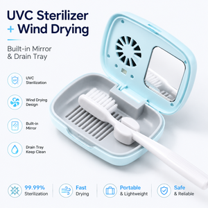 Desinfectante UV para cepillos de dientes con espejo y diseño de ventilación, estuche de plástico para uso en viajes - Product Image 6